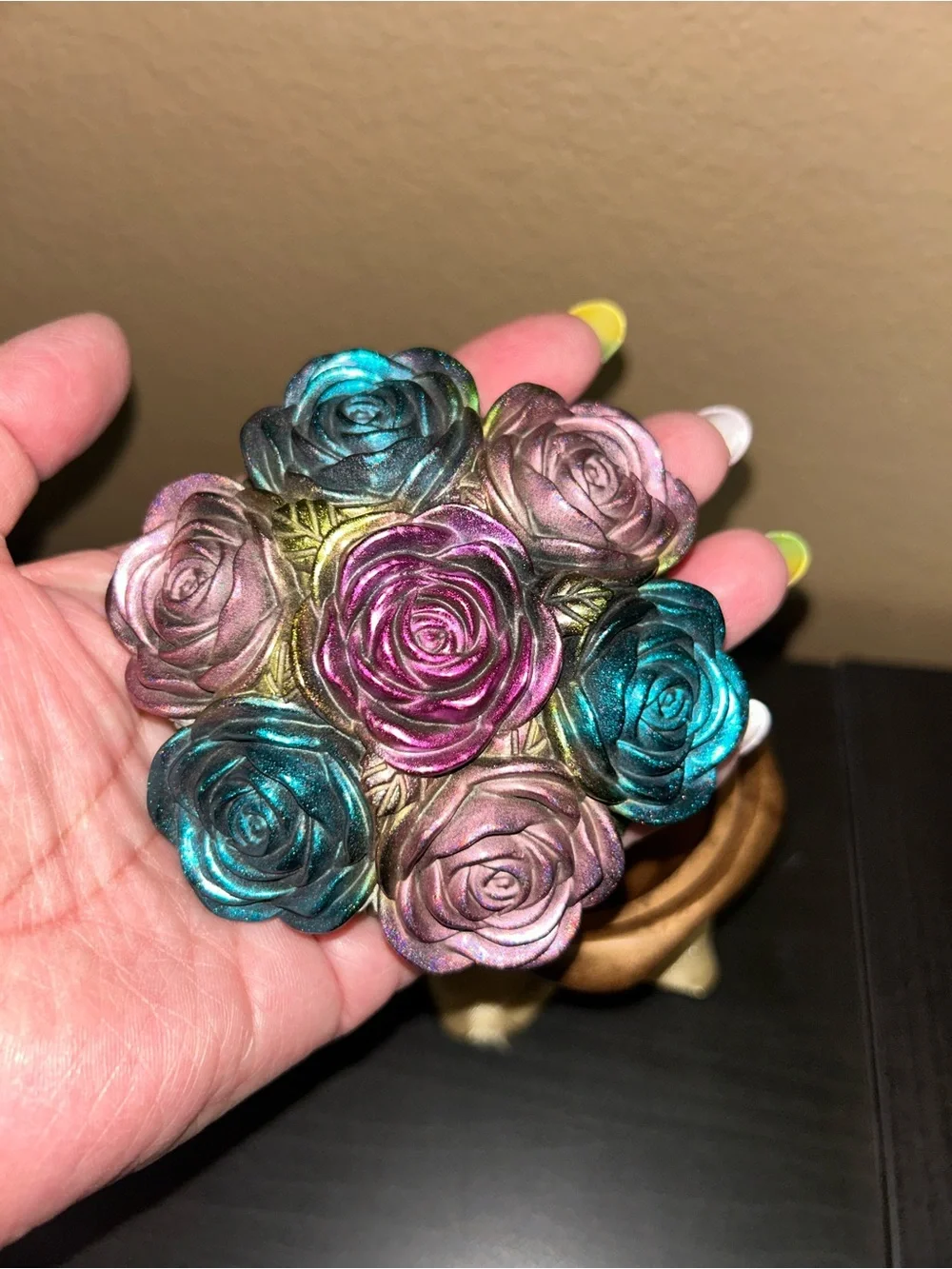 Acrylic Rose Bouquet Floral Trinket Box